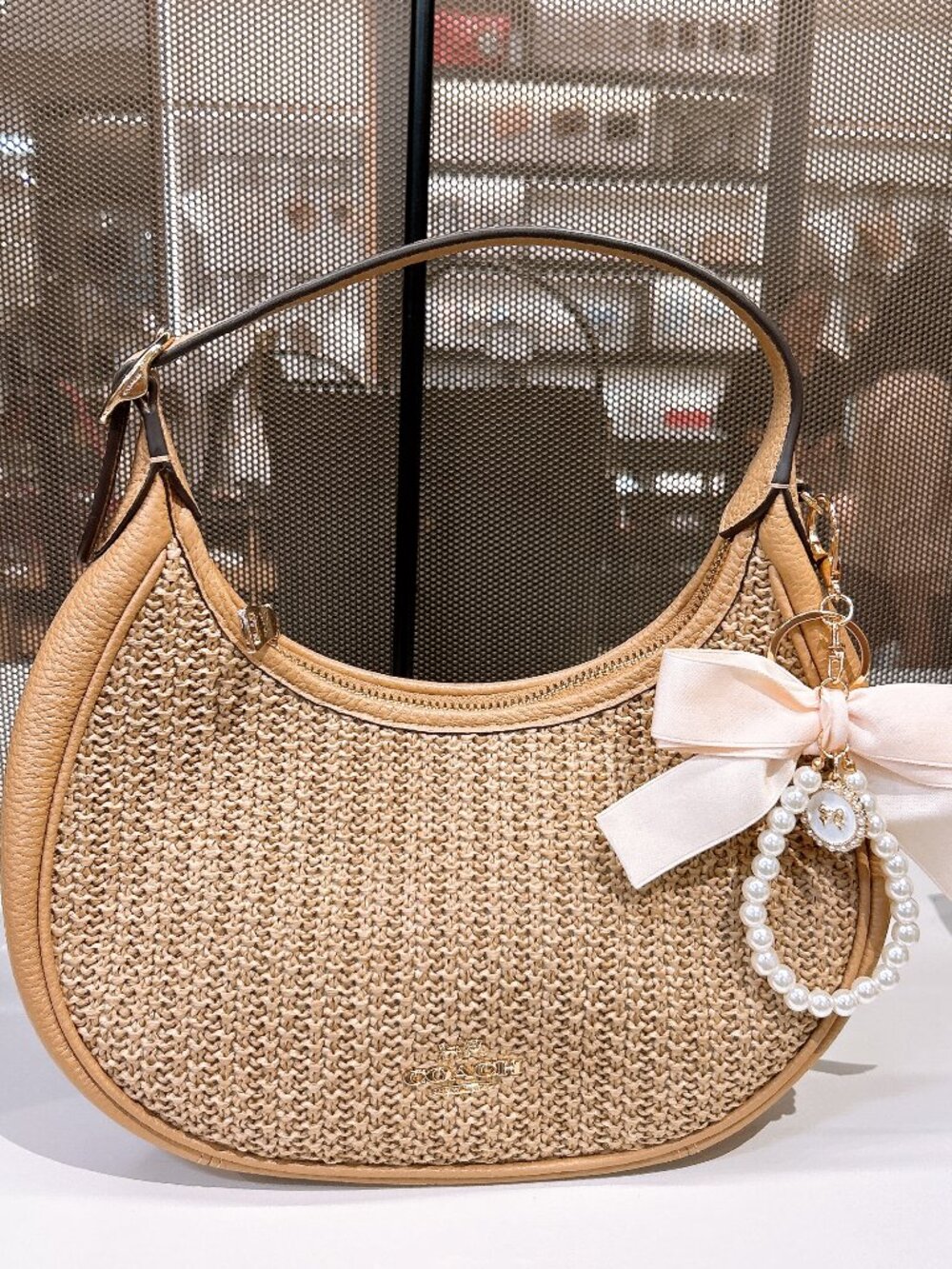 NWT Coach Emily Shoulder Bag CDX20 straw/Gold/Toast (free charrm)